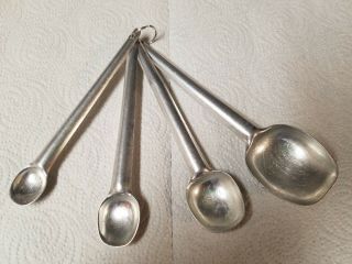 Vintage Foley Aluminum Measuring Spoon Set Long Handle Nesting Made In Japan