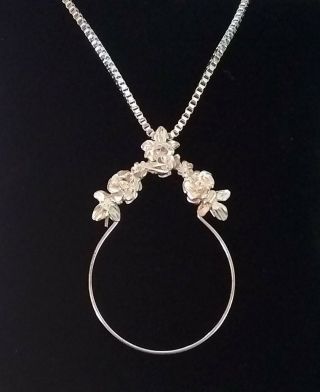 Vintage ? Signed Llc 925 Sterling Silver Charm Holder Roses Necklace 20 " Chain