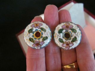 Vintage Pair Chinese Cloisonne Donut Focal Beads 26mm