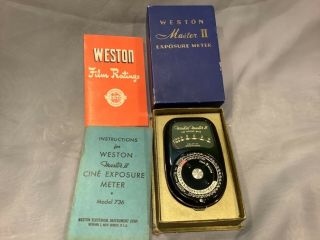 Weston Master Ii Universal Exposure Meter Model 736 Instructions & Box