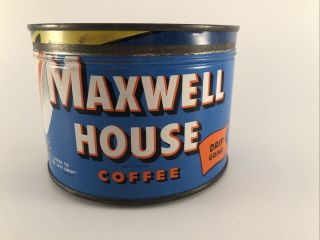 Vintage Maxwell House Regular Grind Key Wind 1 Pound Coffee Tin Can With Lid