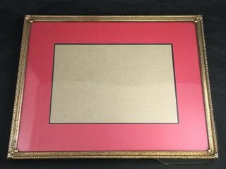 Vintage Photo Table Top Or Hang Frame 9.  5 " X 7.  5 " Red Matte Brass Colored Metal