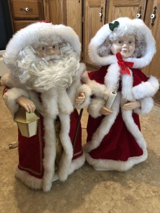 Vtg Telco Christmas Figure Motion - Ettes Mr.  Mrs.  Santa Clause 24” Tall Red White