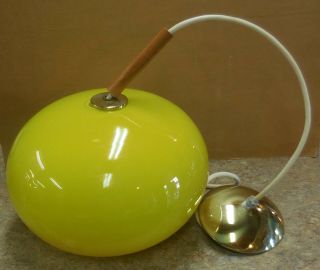 Mid Century Modern Yellow Glass Mod Globe Lamp Vintage Pendant Ceiling Light