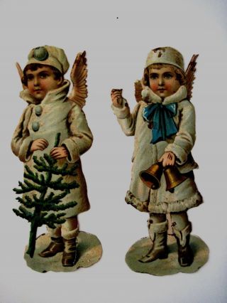 Large Vintage Victorian Christmas Die Cut Scraps W/ Angels For Scrap Booking