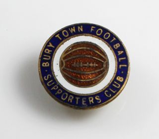 Vintage Bury Town Football Supporters Club Enamel Badge W.  O.  Lewis 1950s