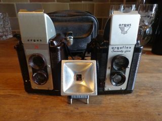 Vintage Pair Argus Seventy Five 75 Cameras And Accessories