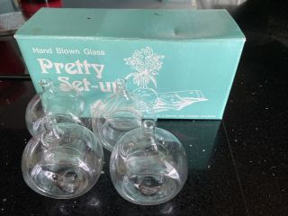 Vintage Pretty Set - Up 4 Hand Blown Glass Vase/napkin Rings Wedding Party Decor