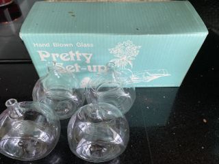 Vintage Pretty Set - Up 4 Hand Blown Glass Vase/Napkin Rings Wedding Party Decor 2