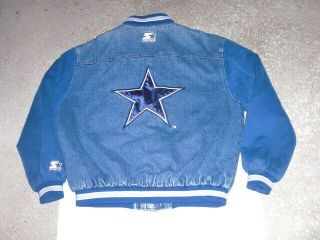 Vintage Dallas Cowboys Sewn Denim Snap Starter Jacket Men 