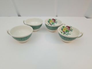Vtg Plymouth Ridgways Teacups Set Of 4 & Dessert Bowls Set Of 2