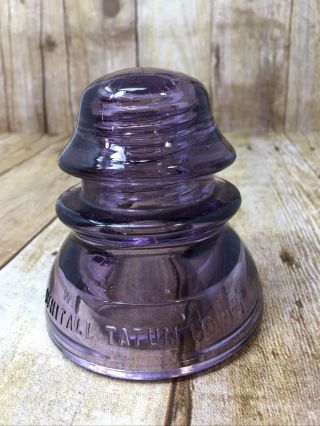 Vintage Whitall Tatum Co.  Insulator No 1 Purple Amethyst Made In Usa