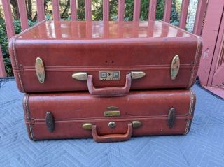 Set Of 2 Vintage Samsonite Streamliner Luggage Suitcase Hard Brown Case
