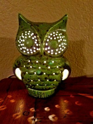 Mid Century Ceramic Owl Lamp Light