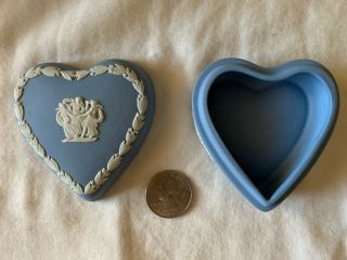 Vintage Wedgewood Jasperware Pale Blue Heart Shape Covered Trinket Box England