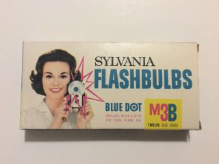 Vintage Sylvania M3b Blue Dot Flashbulbs 12 Blue Bulbs - 1 Box