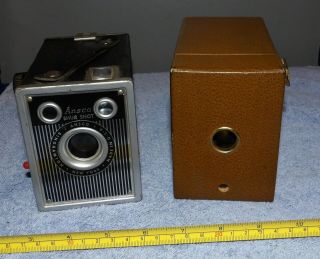 Vintage Kodak 50th Anniversary Brownie Box Camera & Ansco Shur Shot Box Camera