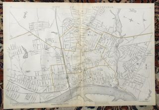 1905 Map City Of Springfield,  Connecticut River Mass Ma Old Vintage