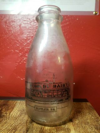 Vintage Herolds Dairy - Butler,  Pa Milk Bottle Paint Graphics 1qt