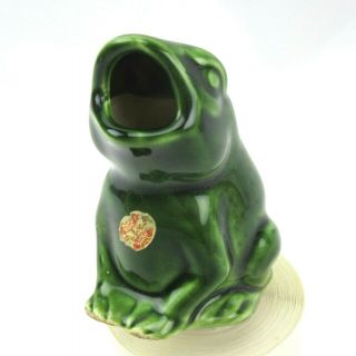 Vintage Pottery Ceramic Frog Plant Watering Spike Enesco Japan Green Figurine