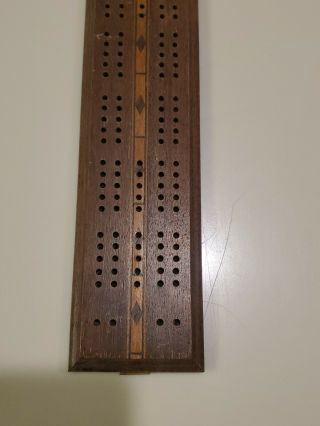 Vintage Drueke No 9 Wooden Cribbage Board with Peg Storage on Back 3