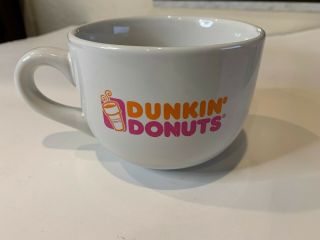 Vintage Dunkin Donuts White Ceramic Coffee Cup Mug Pink Orange