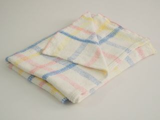 Vintage Pastel Thermal Large Baby Blanket Plaid 100 Cotton Waffle Weave WPL1675 2