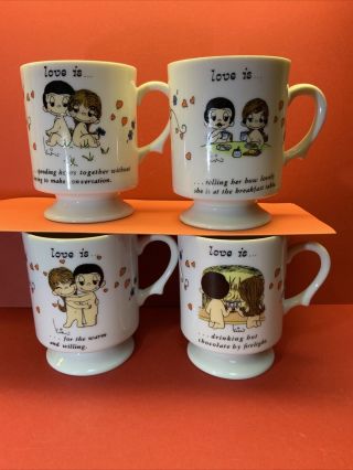 Vintage 70s Love Is By Kim Naked Couple 4 Different Mugs George Good Corporatio