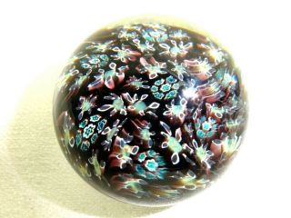 Vtg Murano Italy Labeled Millefiori Glass Paperweight 2 " W X 1 1/4 " H