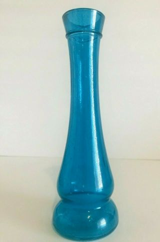 Vintage Stained Blue Glass Bud Vase 8.  5 " Tall