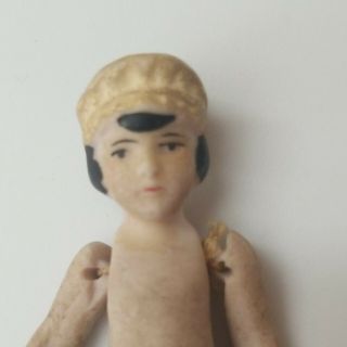 Antique bisque doll flapper hat Woman jointed Germany 2.  75 