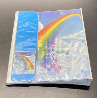 Vintage Mead Data Center Binder Rainbow Hearts 80s Trapper Keeper Style