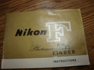 Nikon F Photomic Tn Finder Instruction Booklet – -