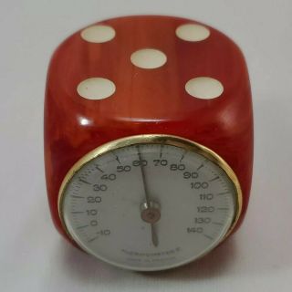 French Art Deco Bakelite Catalin Large Dice Desk Paperweight Thermometer C1930