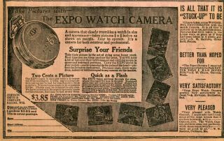 1934 Small Print Ad Of The Expo Pocket Watch Spy Camera