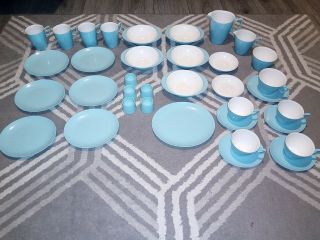 Gaydon Melmex Melaware Duck Egg Blue Plates / Bowls / Cups / Saucers Vw Camper