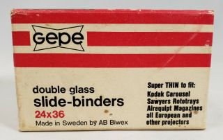 Vintage Box Gepe Double Glass Slide Photo Slides Binders 24 X 36 Thin