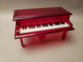 Unique Vintage Mcm Mid Century Modern Red Lucite / Acrylic Piano Jewelry Box