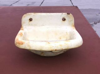 Antique Cast Iron White Porcelain Soap Dish - Old Vtg Bathroom