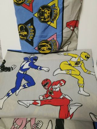 Vintage Saban Power Rangers 2 Twin Fitted Sheet And Flat Sheet Mighty Morphin