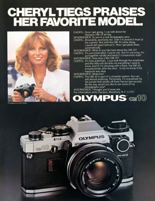 1981 Supermodel Cheryl Tiegs Photo Olympus Om - 10 Camera Vintage Promo Print Ad