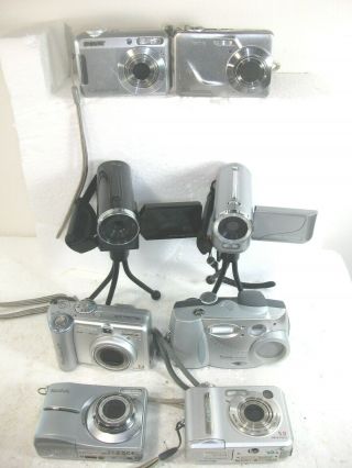 8 Vintage Digital Cameras,  For Display,  Parts/repair - Kodak,  Sony,  Casio