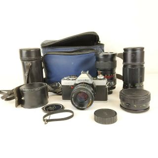 Minolta Xg - 7 35mm Slr Camera With 4 Lenses -