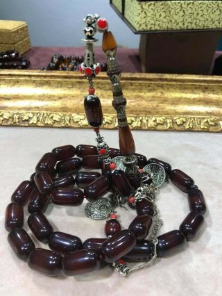 Handmade German Faturan Rosary Islamic Prayer 33 Beads Misbaha Tasbih Red Fine