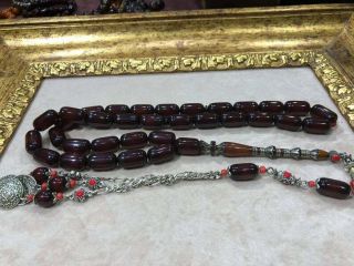 Handmade German Faturan Rosary Islamic Prayer 33 Beads Misbaha Tasbih Red Fine 2