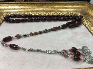 Handmade German Faturan Rosary Islamic Prayer 33 Beads Misbaha Tasbih Red Fine 3