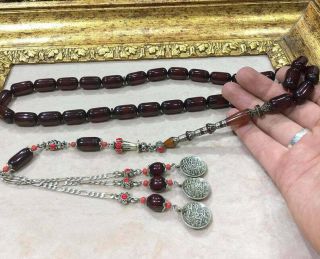 Handmade German Faturan Rosary Islamic Prayer 33 Beads Misbaha Tasbih Red Fine 4