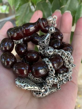 Handmade Islamic Prayer 33 Beads German Faturan Rosary Misbaha Tasbih 88 Gram