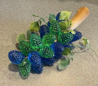 Vintage Acrylic Lucite Blue,  Green Mid - Century Berry Cluster Driftwood Grapes Fun
