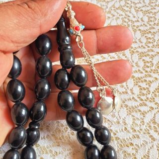 Wow German 33 Black Amber Bakelite Cherry Prayer Beads Komboloi Beads Faturan